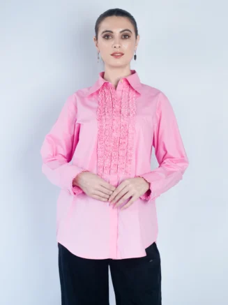 Pink Ruffle Accents Shirt