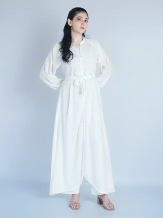 Belted Button Front Maxi Dress