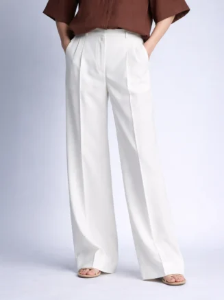 Luna Wide-Leg Tailored Pants – White