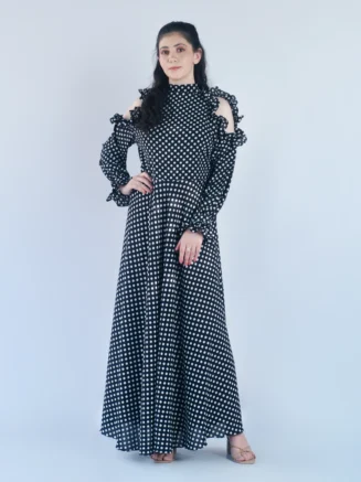 Polka‑Dot Chiffon Maxi