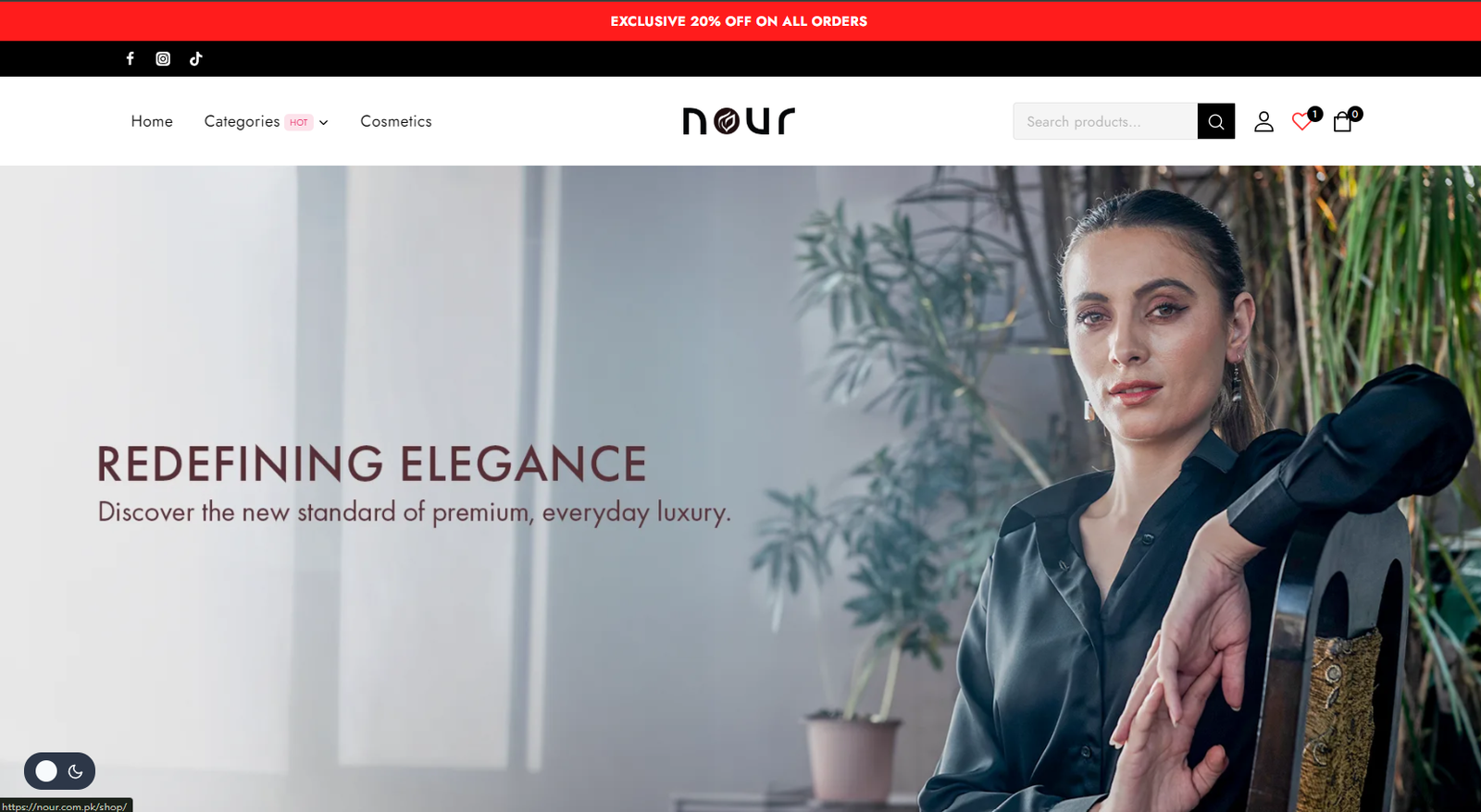 Nour e-commerce homepage developed by NAP